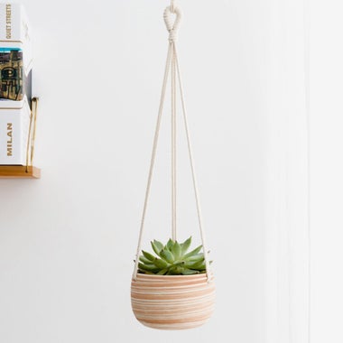 Mkono Macrame Ceramic Hanging Planter Small.